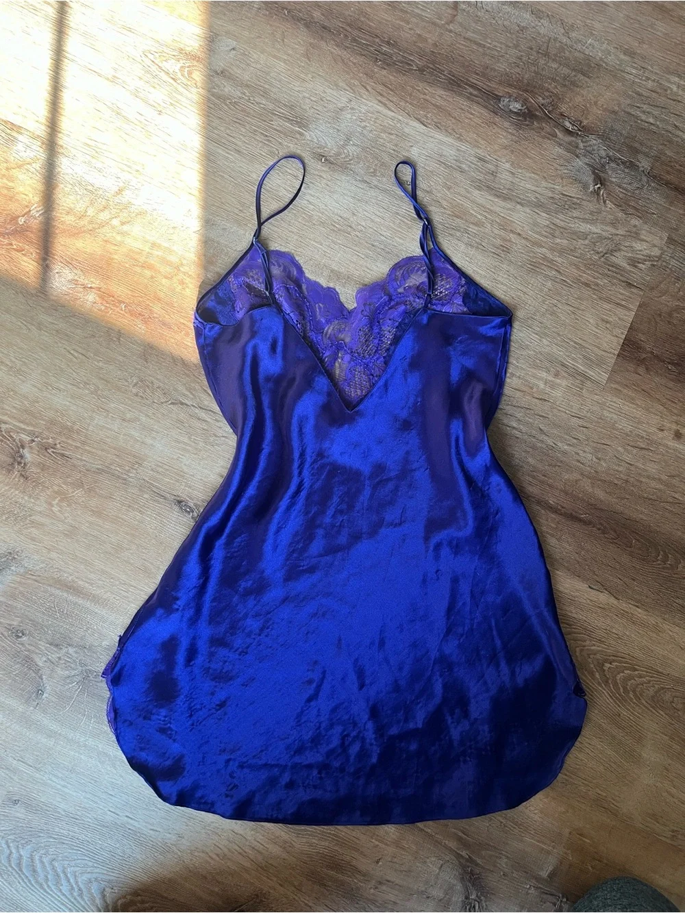 Vintage Victoria’s Secret Purple Satin Lace Slip Dress Nightgown Y2K Lingerie